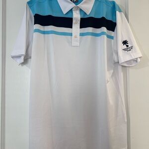 FootJoy White and Blue Striped Polo Shirt